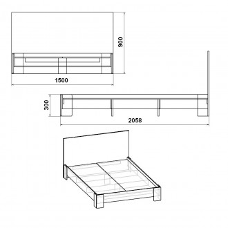 Ліжко-150 МДФ Компаніт - зручна і практична меблі для дому, характеризується сти. . фото 3