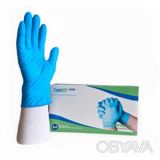 Перчатки нестерильные нитриловые неопудренные Care 365 - неопудренные, текстурир. . фото 1