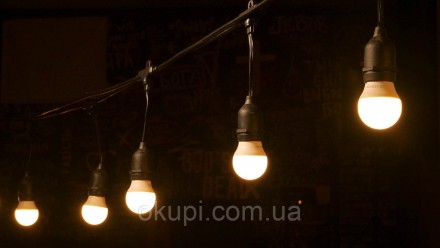 Уличная Ретро Гирлянда Старк с круглым проводом 25 метров на 50 LED ламп теплого. . фото 5