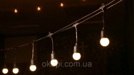 Уличная Ретро Гирлянда Старк с круглым проводом 35 метров на 70 LED лампочек теп. . фото 4