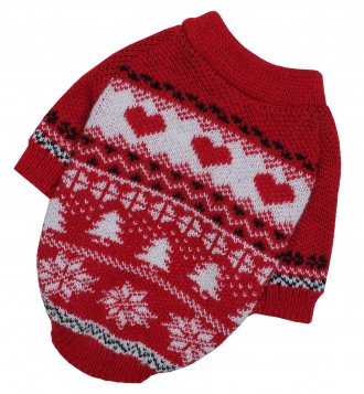 Теплая модная новогодняя одежда для собак вязаный шерстяной свитер красный унисе. . фото 2