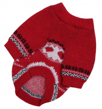 Теплая модная новогодняя одежда для собак вязаный шерстяной свитер красный унисе. . фото 3