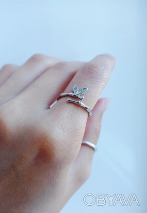 Безразмерное серебряное женское кольцо 