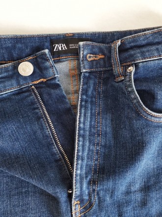 Синяя джинсовая мини юбочка классического прямого покроя от популярного испанско. . фото 12