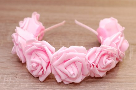 Ободок с розовыми розами подойдёт для свадьбы, фотосессии, летней прогулки, вече. . фото 3