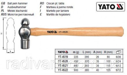 Молоток рихтовочний m=450г l=335мм YATO-4520. Тернопіль. фото 1 Молоток рихтовочний m=450г l=335мм YATO-4520. Тернопіль. фото 1
