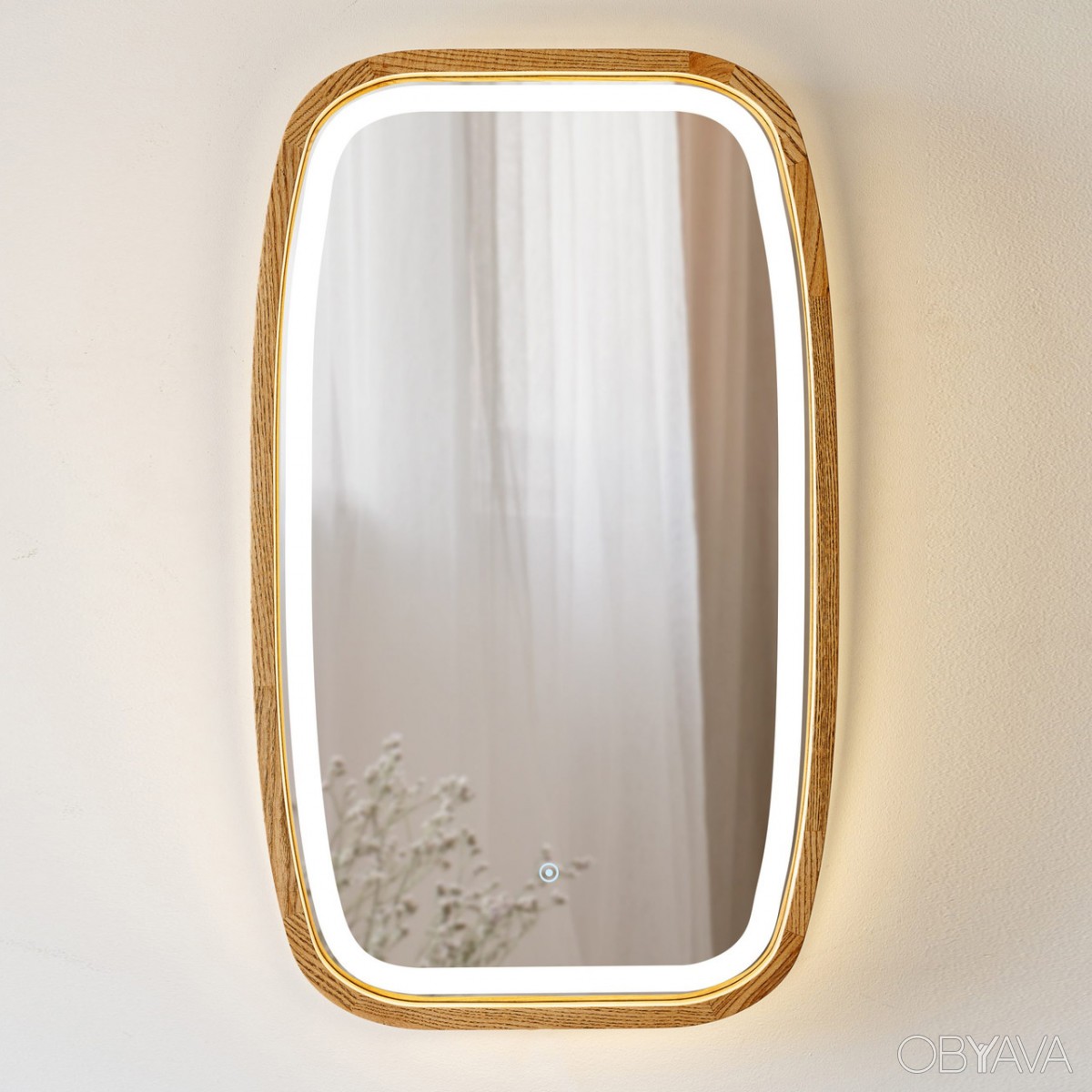ᐈ Зеркало деревянное фигурное с LED-подсветкой и сенсором Luxury Wood ...