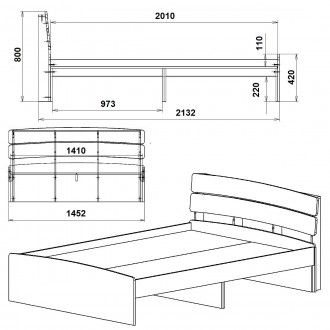 Ліжко Модерн 140 Компаніт - зручна і практична меблі для дому, характеризується . . фото 4