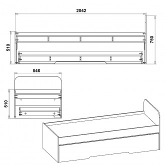 Кровать-80+70 Компанит - удобная и практичная мебель для дома, характеризующаяся. . фото 4