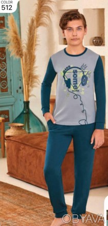 Пижама для мальчика Арт. 9607-512
Цвет: серая с зеленым
Состав: 95% хлопок 5% эл. . фото 1