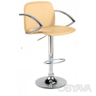 Барный стул, высокий, поворотный, верх в обивке кожзам, хромированная основа, ре. . фото 1