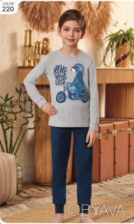 Пижама для мальчика Арт. 9792-220
Цвет: серая с синим
Состав: 95% хлопок 5% элас. . фото 1