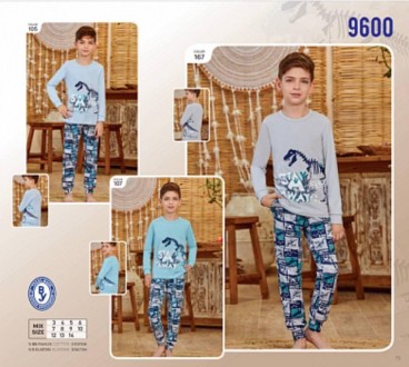 Пижама для мальчика Арт. 9600-167
Цвет: серая с синим
Состав: 95% хлопок 5% элас. . фото 3