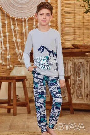 Пижама для мальчика Арт. 9600-167
Цвет: серая с синим
Состав: 95% хлопок 5% элас. . фото 1