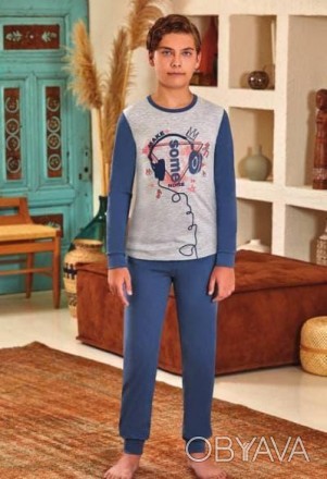 Пижама для мальчика Арт. 9607-220
Цвет: серая с синим
Состав: 95% хлопок 5% элас. . фото 1