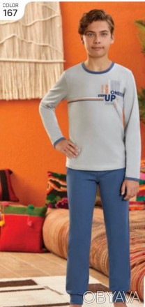 Пижама для мальчика Арт. 9603-167
Цвет: серая с синим
Состав: 95% хлопок 5% элас. . фото 1