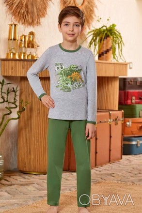 Пижама для мальчика Арт. 9790-220
Цвет: серая с зеленым
Состав: 95% хлопок 5% эл. . фото 1