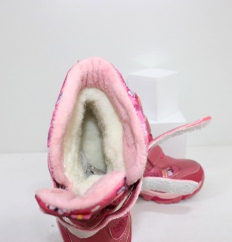 Теплые розовые зимние ботинки на меху для девочки. Застежки липучки с молнией. В. . фото 7