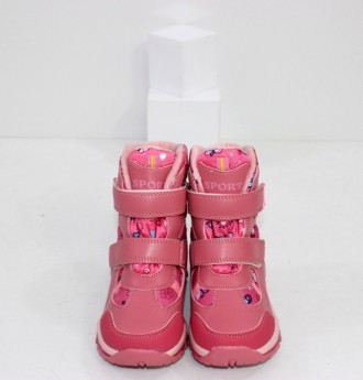 Теплые розовые зимние ботинки на меху для девочки. Застежки липучки с молнией. В. . фото 8