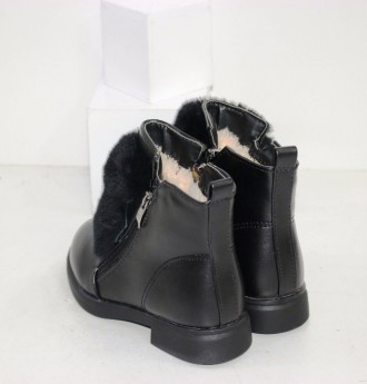 Теплые зимние ботинки на меху для девочки с меховой отделкой. Застежка молния. В. . фото 4