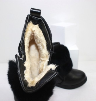 Теплые зимние ботинки на меху для девочки с меховой отделкой. Застежка молния. В. . фото 7