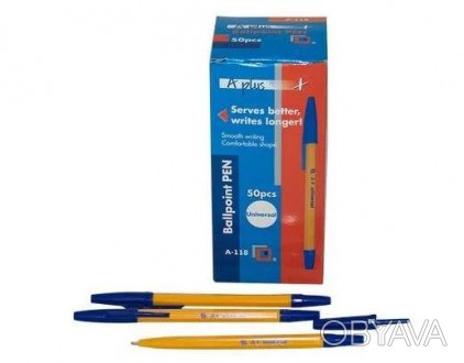 Ручка пластиковая шариковая А+BALL PEN синяя 50шт/уп 
 
 Отправка данного товара. . фото 1