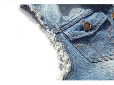 Стильный и удобный мужской джинсовый жилет с карманами на груди, с винтажным диз. . фото 7