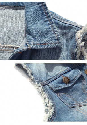 Стильный и удобный мужской джинсовый жилет с карманами на груди, с винтажным диз. . фото 10