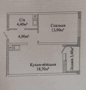 Однокімнатна квартира в ЖК Альтаїр 3 від СК Будова. 
 
Загальна площа – 44 м2. В. Киевский. фото 9