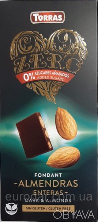 Шоколад Torras ZERO Dark Almendras без сахара 150 г
Torras Dark Almonds – органи. . фото 1