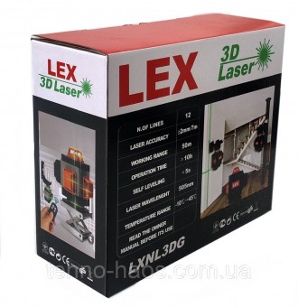 Профессиональный лазерный 3D нивелир LEX LXNL-3DG проецирует 12 лазерных линий (. . фото 10