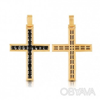 Эксклюзивный золотой крест из красного золота 585 пробы с фианитами - прекрасная. . фото 1
