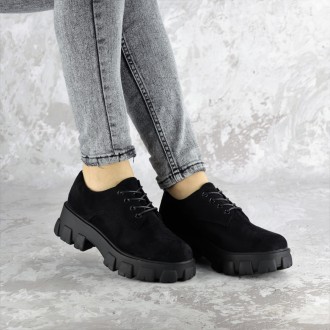 Женские туфли черные Chomper 2340 Туфли женские выполнены из искусственной замши. . фото 7
