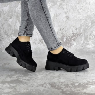 Женские туфли черные Chomper 2340 Туфли женские выполнены из искусственной замши. . фото 5