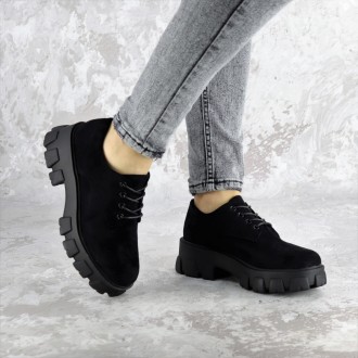 Женские туфли черные Chomper 2340 Туфли женские выполнены из искусственной замши. . фото 2