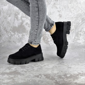 Женские туфли черные Chomper 2340 Туфли женские выполнены из искусственной замши. . фото 4