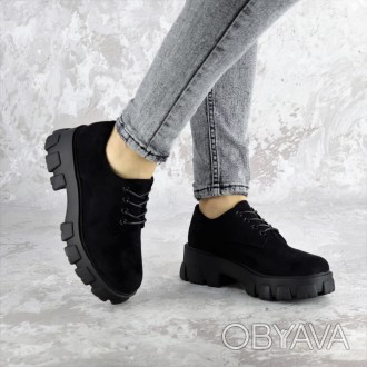 Женские туфли черные Chomper 2340 Туфли женские выполнены из искусственной замши. . фото 1