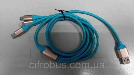 USB кабель 3в1 iPhone 5/MicroUSB/Type-C Black
Внимание! Комиссионный товар. Уточ. . фото 3