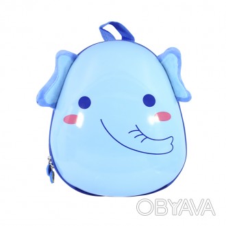 Детский рюкзак с твердым корпусом Cute Animals Lesko 2291 Слоник Синий. . фото 1