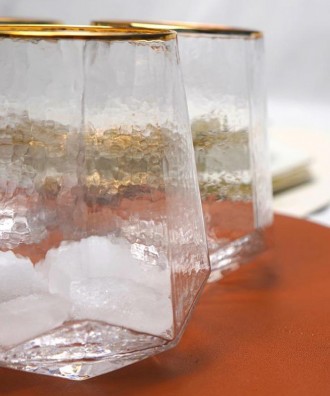 Набор 6 стаканов Facets "Blur" с золотым кантом - эстетичные и оригинальные бока. . фото 3