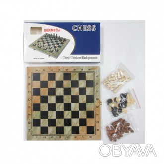 Шахматы CJ901 дерев, 3в1(шашки, нарды), в кор-ке, 34,5-18-4,5см. . фото 1