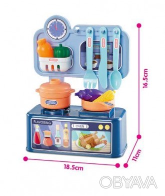 Игровой набор "Кухня" состоит из пластиковой плиты с двумя конфорками (газовая и. . фото 1