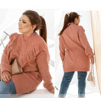  Жіноча витягнута тунікова светр привертає увагу до незвичайної текстури та зруч. . фото 5