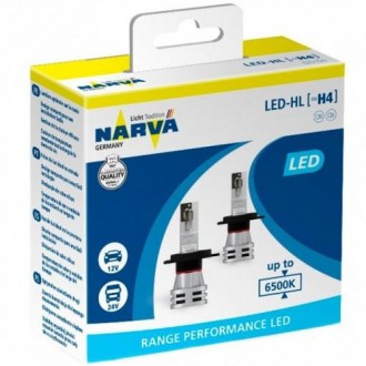 Комплект диодных ламп Narva 18032 H4 12/24v 6500K X2 24W RPL Range Performance
Л. . фото 2