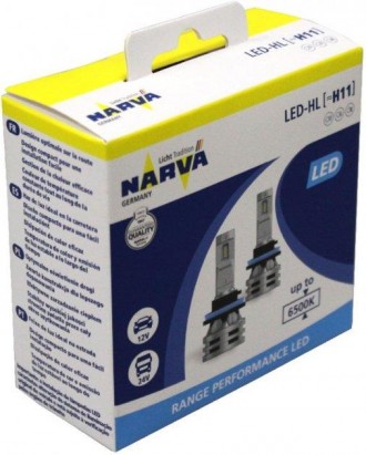 Комплект диодных ламп Narva 18048 H11 12/24v 6500K X2 24W RPL Range Performance
. . фото 2