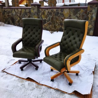 Вишукане шкіряне крісло (нове) ручної роботи.
Крісло виконане з натуральної шкі. . фото 2