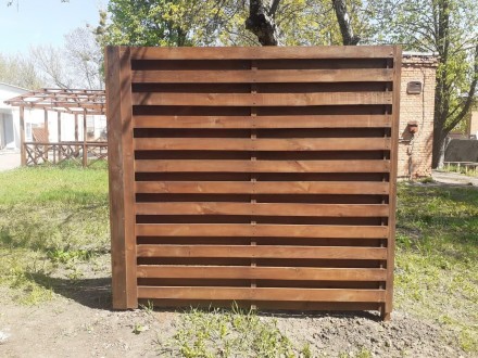 Деревянный забор LNK "Шахматка горизонтальная" 2000х2000 мм. - идеально подойдет. . фото 3