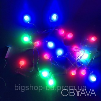 Гирлянда светодиодная шарики разноцветные, провод AS-323 прозрачный, 4.5мПри выб. . фото 1