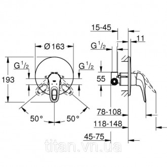 Смеситель скрытого монтажа для душа Grohe Eurostyle 33635003 - это отличное реше. . фото 3