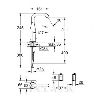 Бесконтактный смеситель для раковины Grohe Essence E 36445000 оснащен инфракрасн. . фото 3